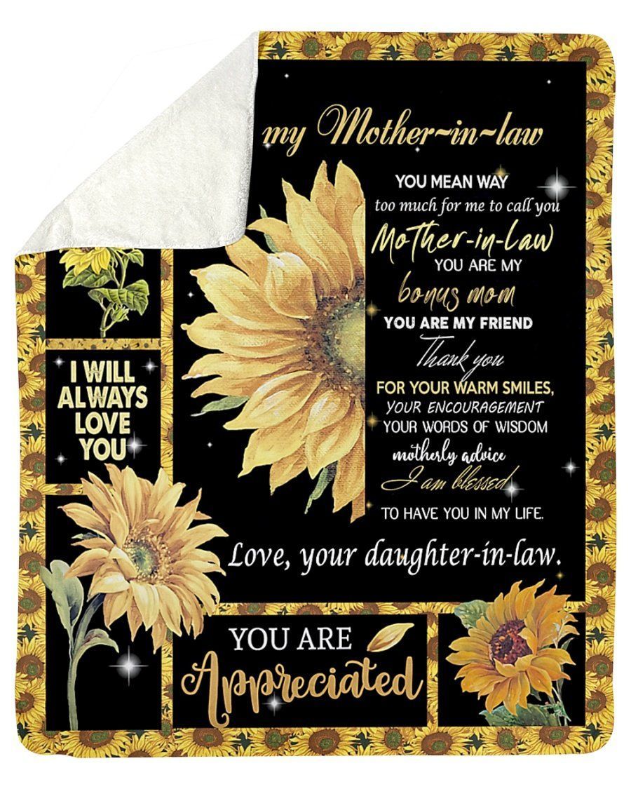 Sunflowers You Are Appreciated To Mother In Law Fleece Blanket Sherpa Blanket