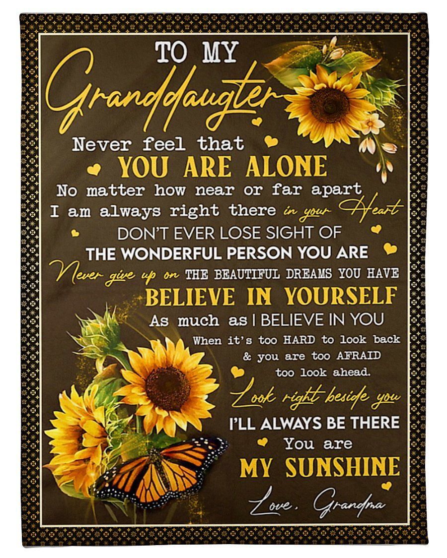 Sunflowers You Are My Sunshine Grandma To Granddaughter Fleece Blanket Fleece Blanket