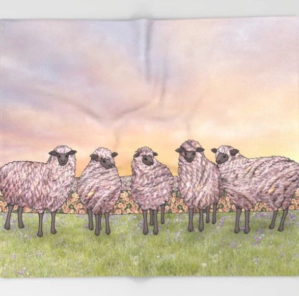 Sunrise Sheep Sherpa Fleece Blanket