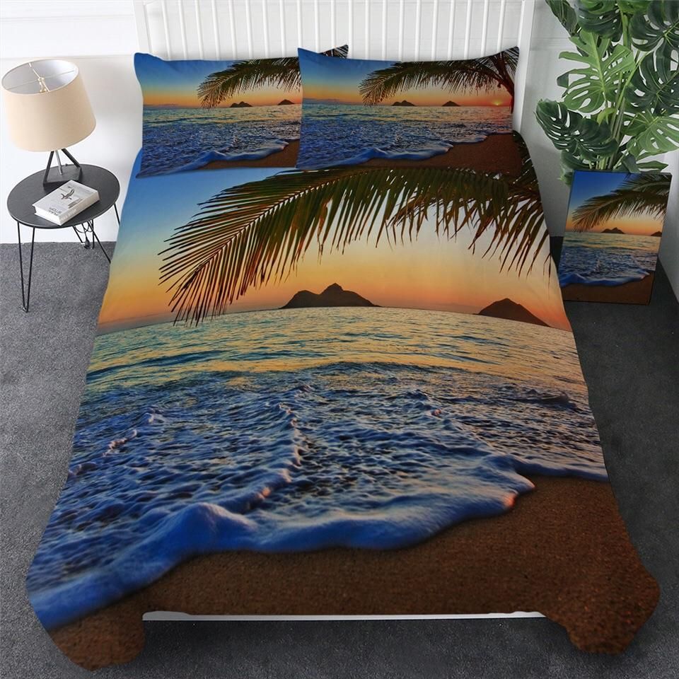 Sunset At The Beach Islands Bedding Set