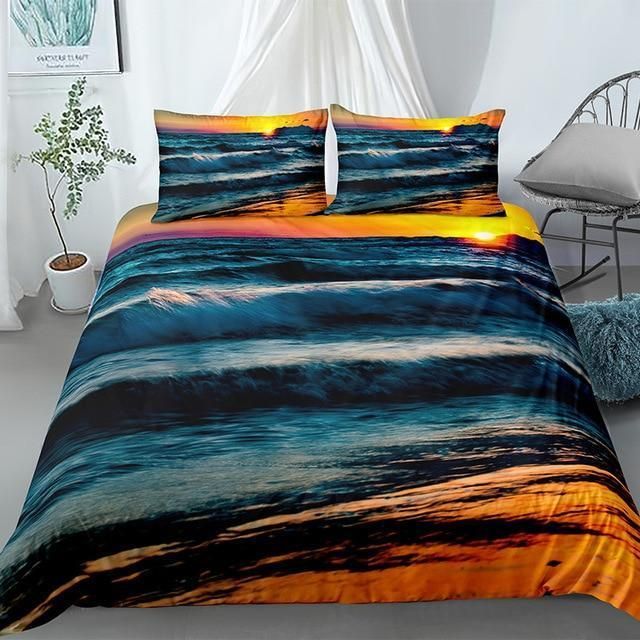 Sunset Coastal Landscape Bedding Set