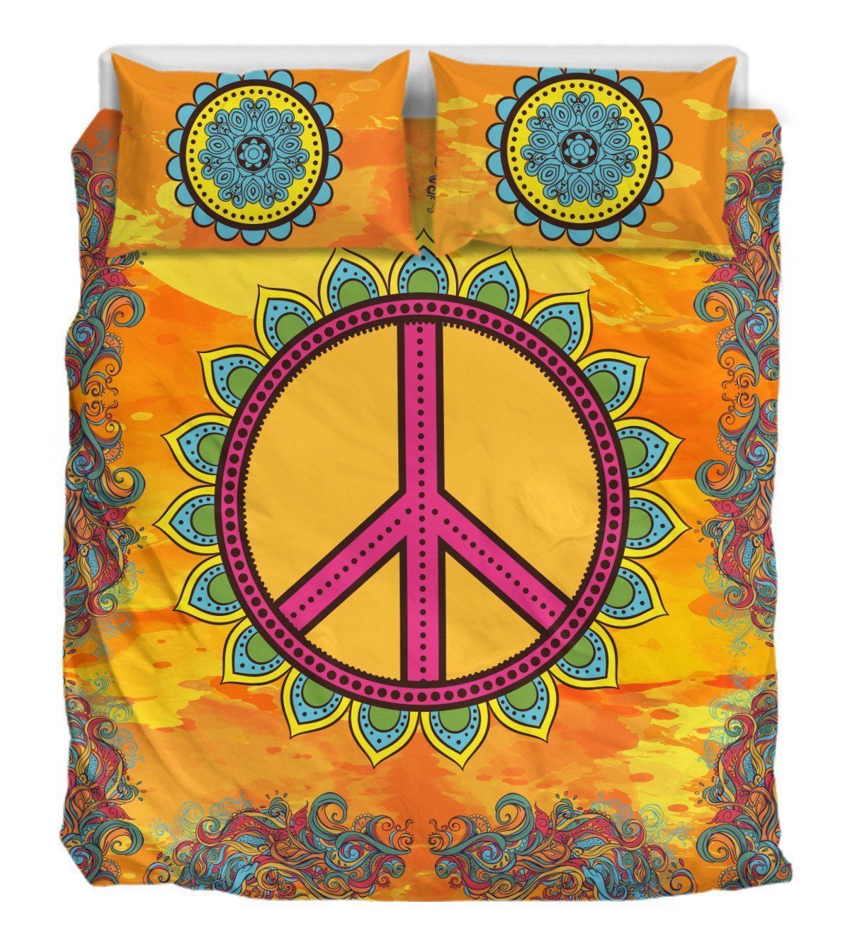 Sunset Hippie Peace Bedding Set