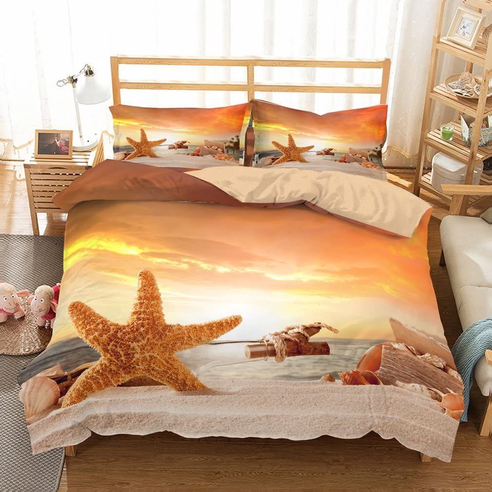 Sunset Ocean Starfish Bedding Set