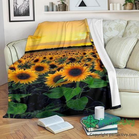 Sunset Sunflower Sherpa Fleece Blanket