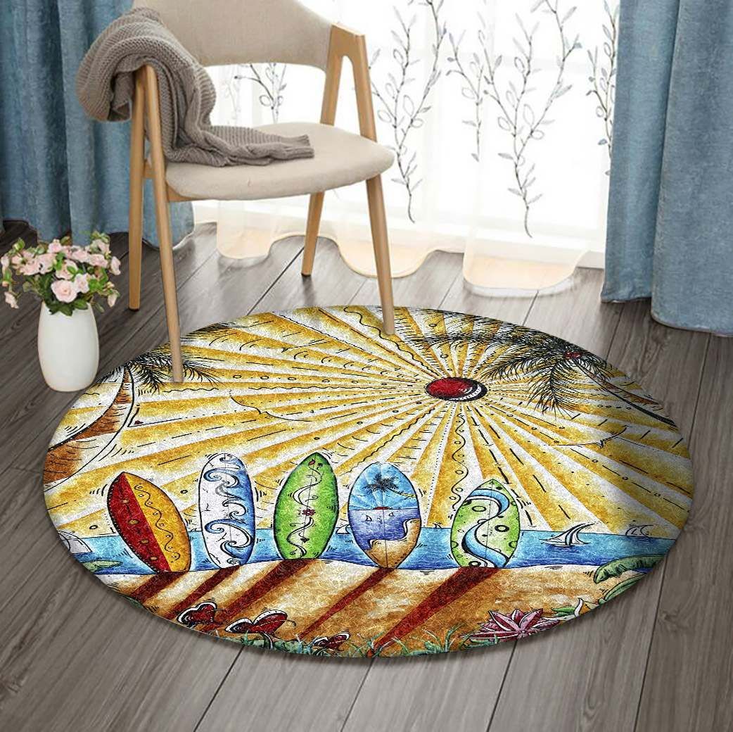 Sunset Surfboard Round Carpet