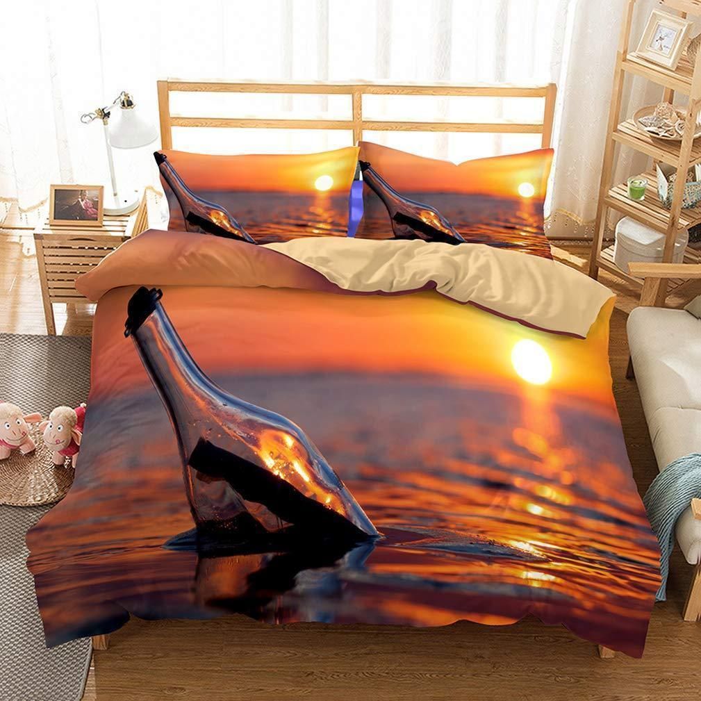 Sunset With Gold Glow Drifting Bottle Bedding Set