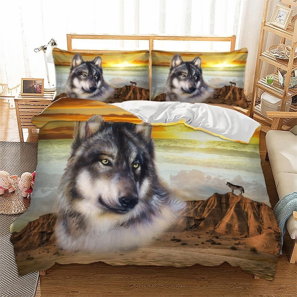 Sunset Wolf Bedding Set