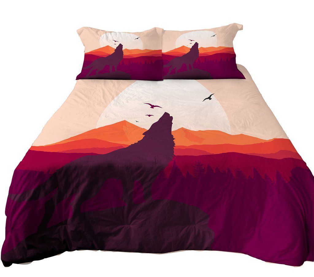 Sunset Wolf Bedding Set