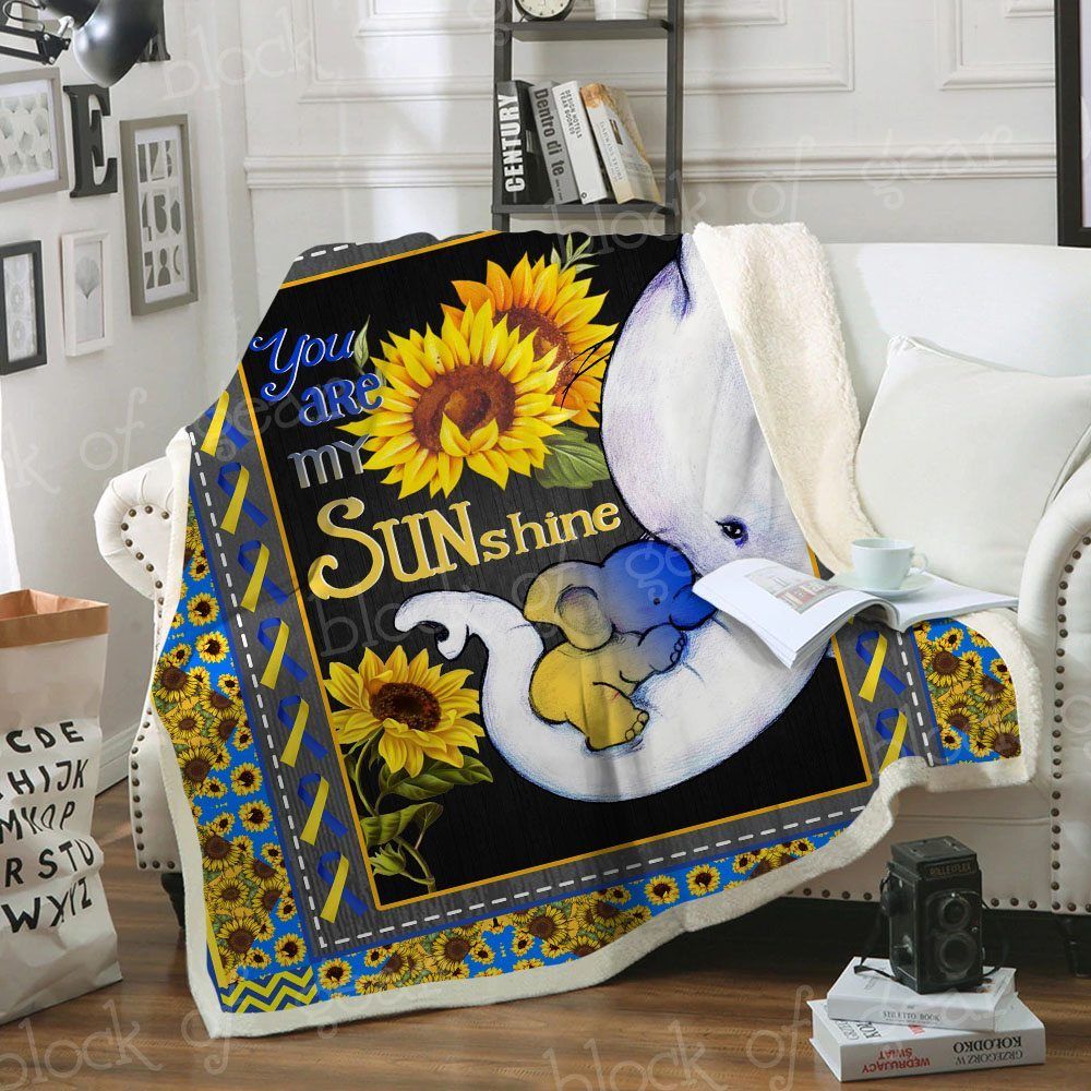 Sunshine Elephant Sherpa Fleece Blanket