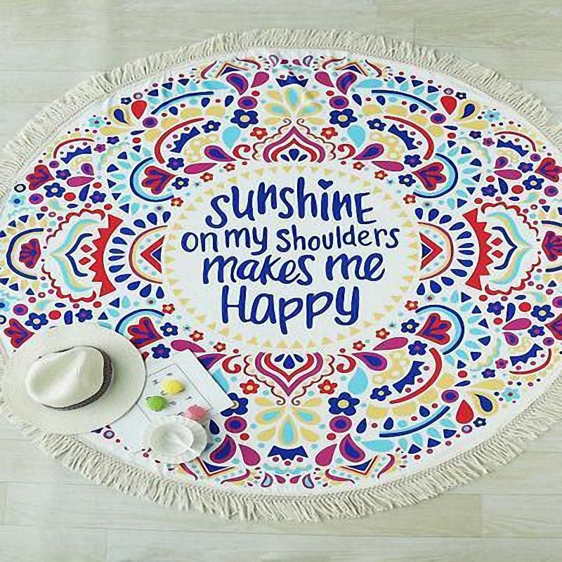 Sunshine On My Shoulders Printed Round Beach Towel