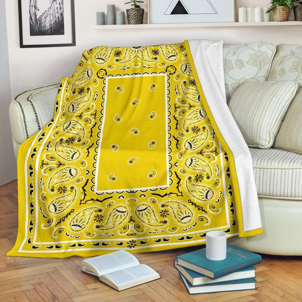 Sunshine Yellow Bandana Sherpa Fleece Blanket
