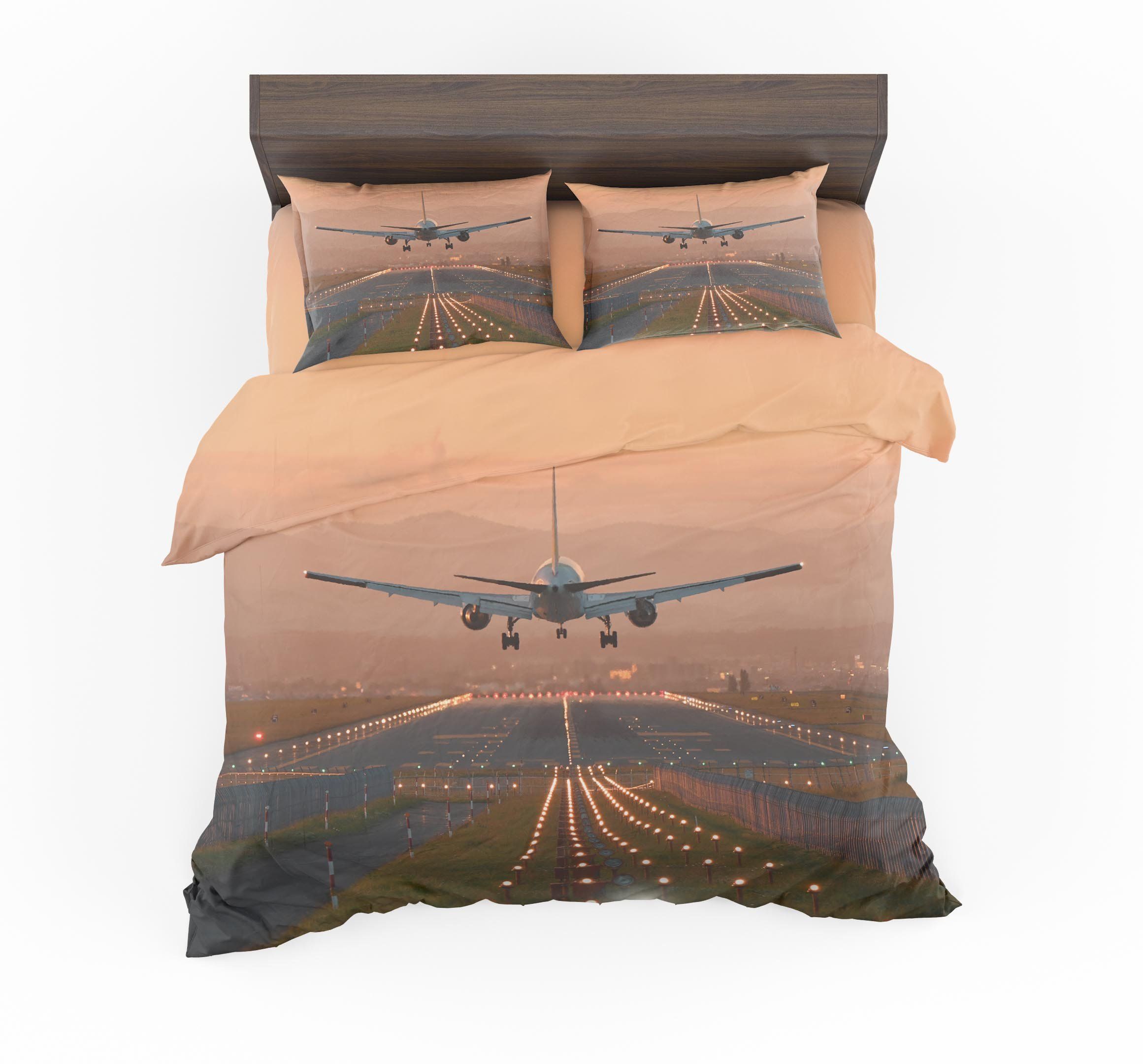 Super Cool Landing During Sunset Designed Bedding Set