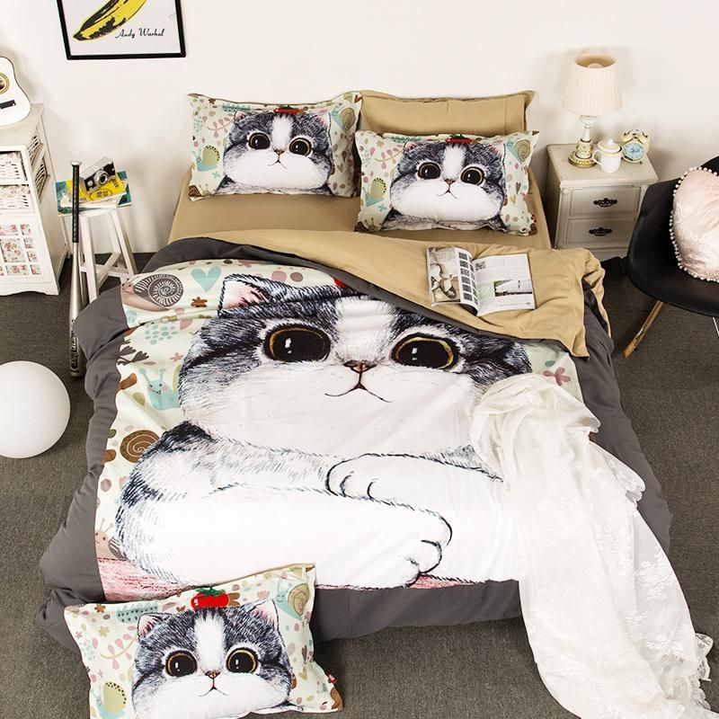 super cute fat cat pattern Bedding Set
