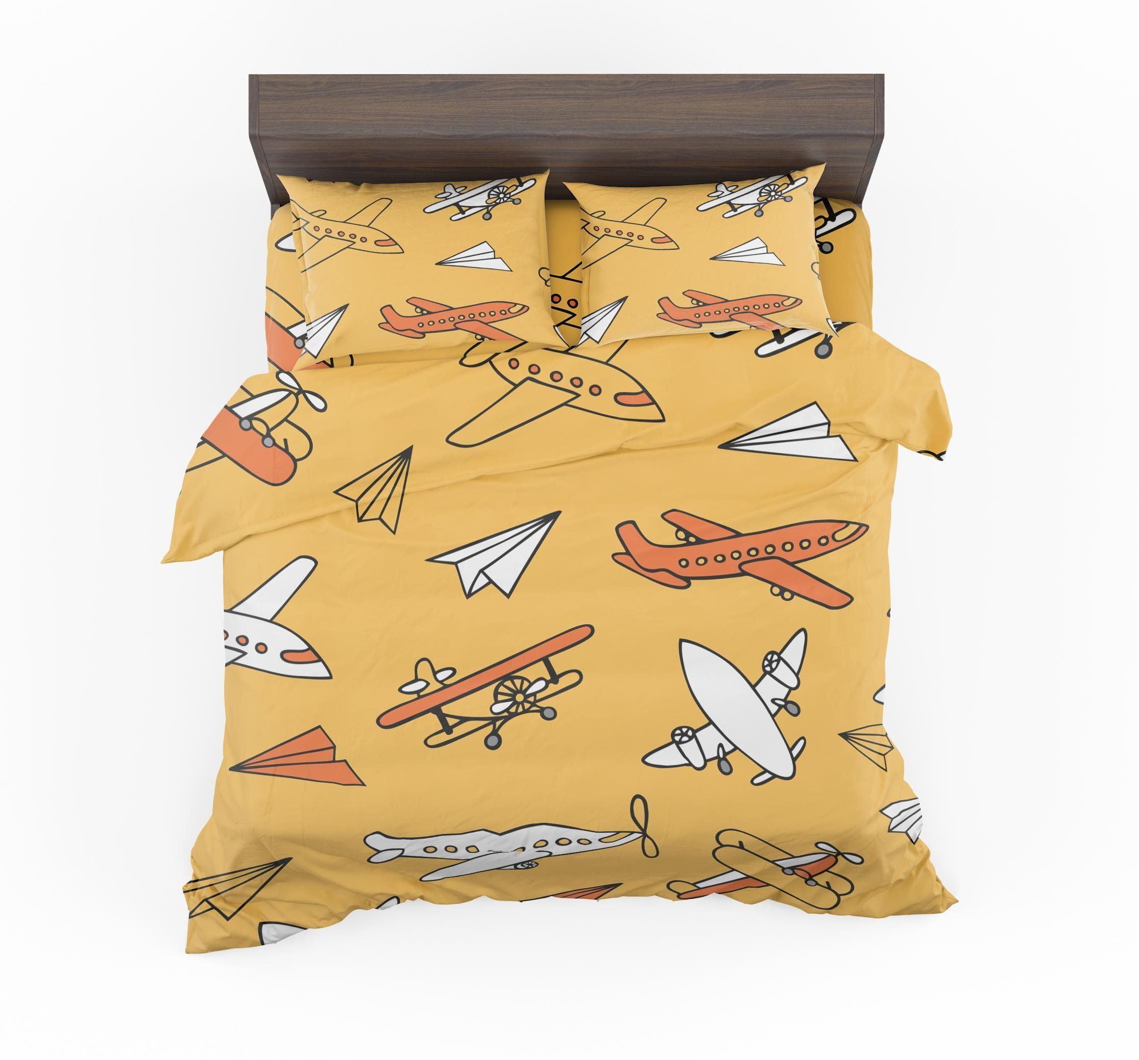 Super Drawings Of Airplanes Designed Bedding Set