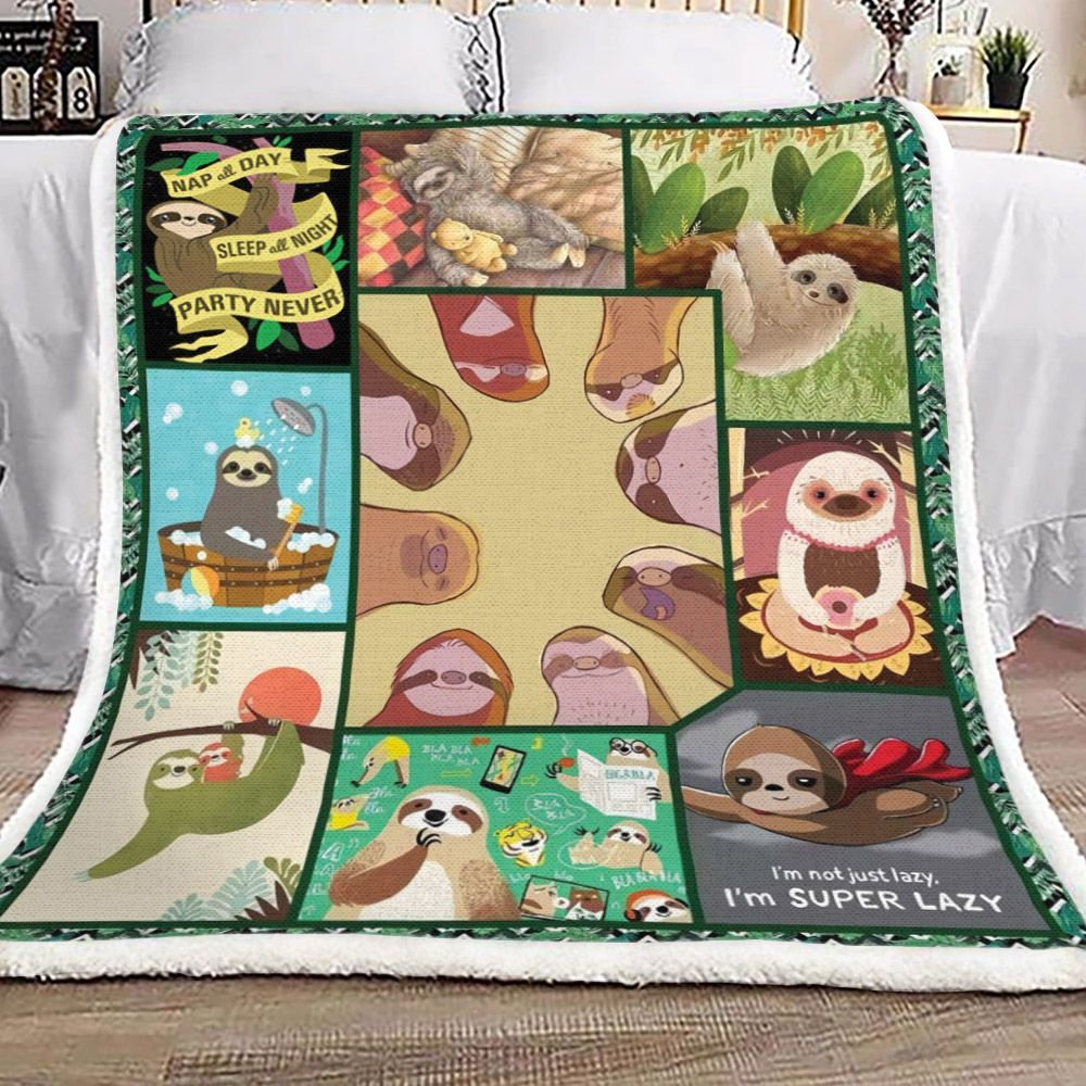 Super Lazy Sloth Sherpa Fleece Blanket