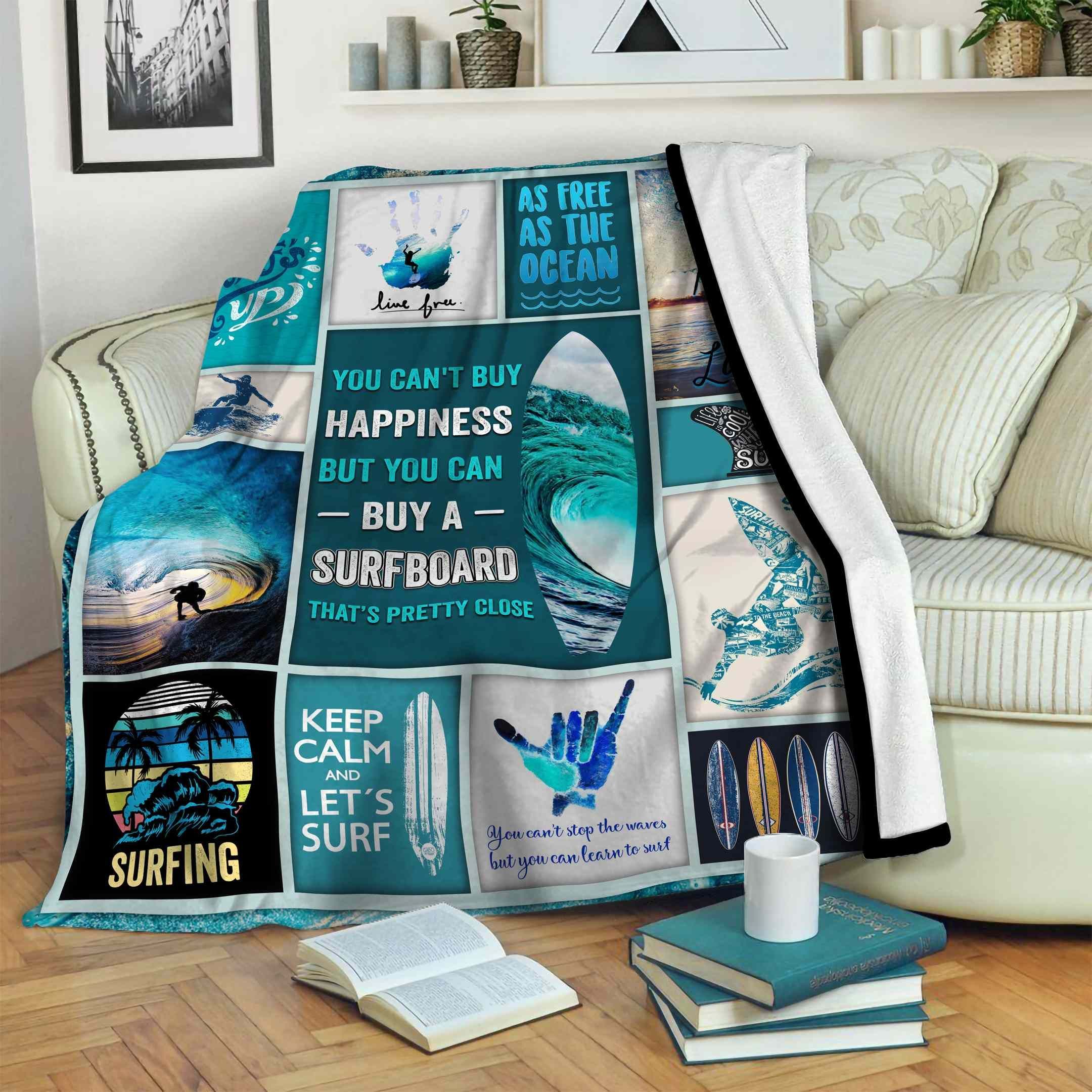 Surfing buy A Surfboard Sherpa Fleece Blanket