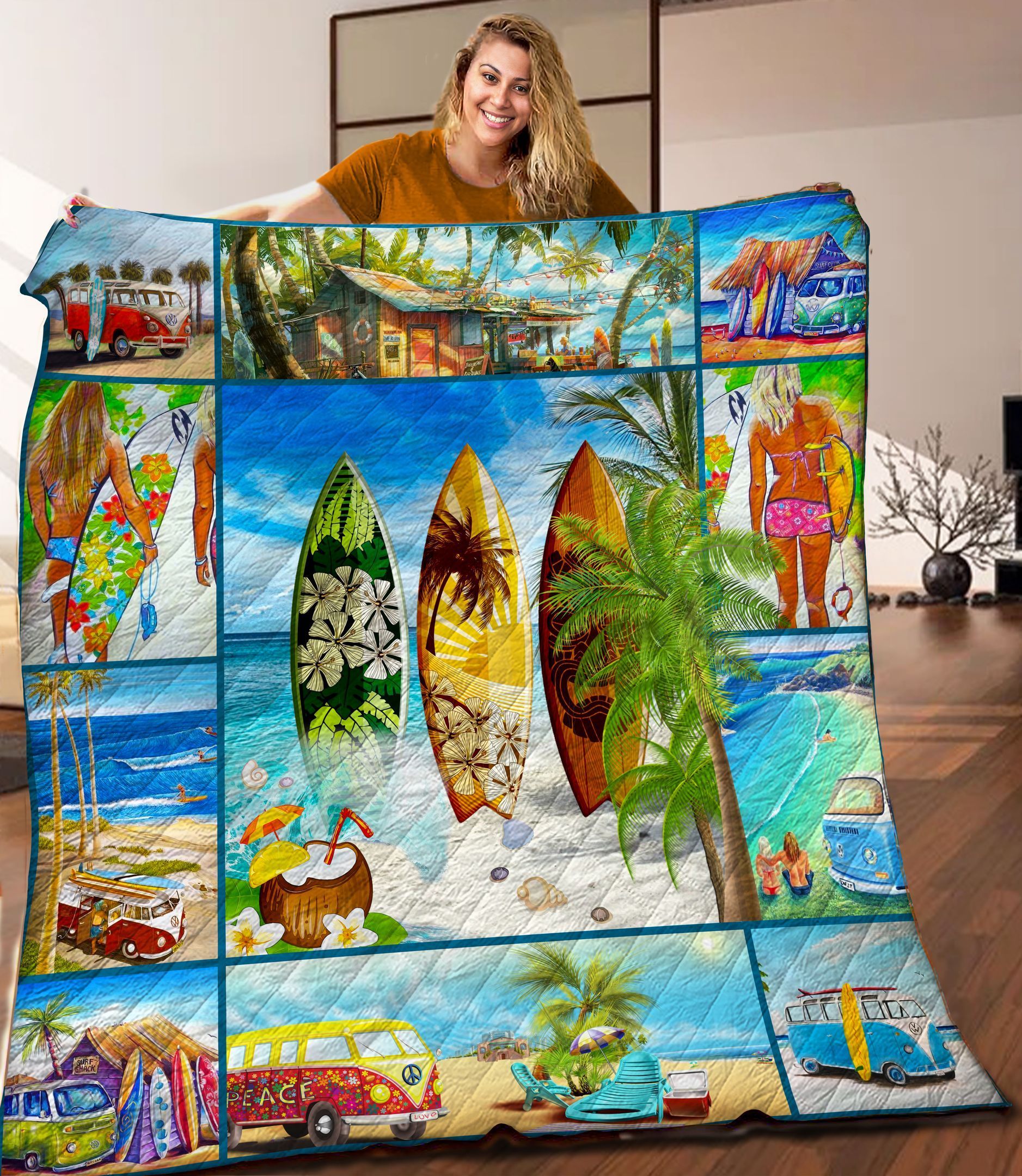 Surfing Hippie Quilt Blanket C9B040312MI