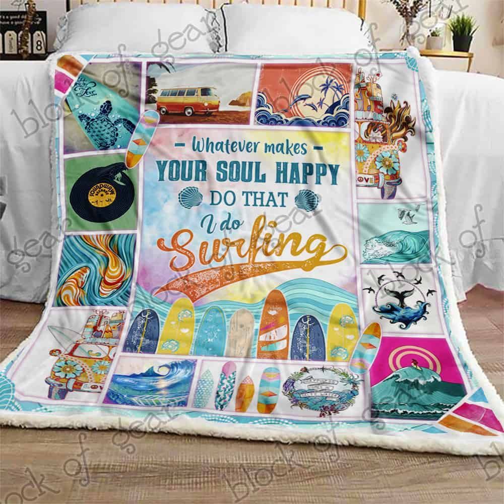Surfing Makes Me Happy Fleece Blanket
