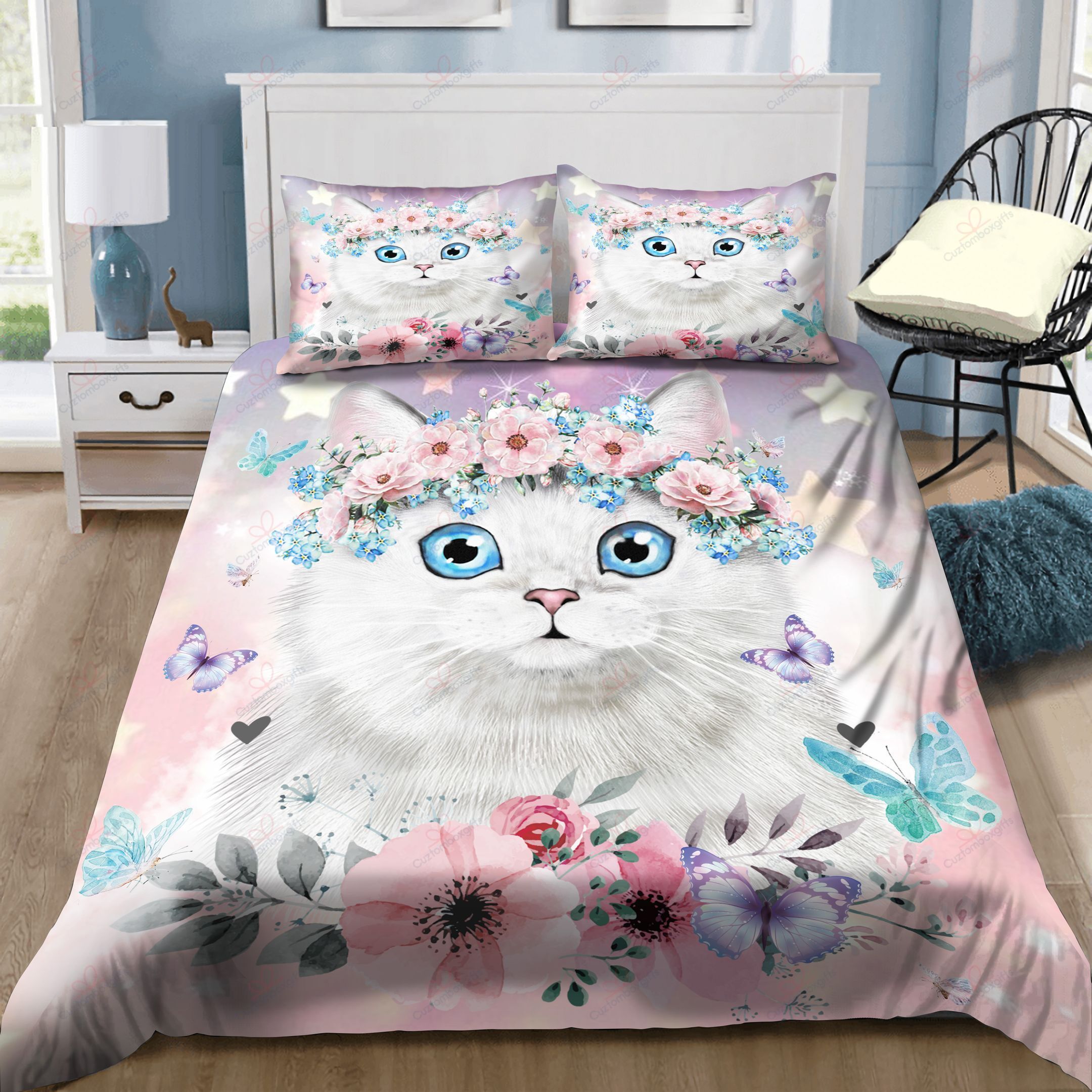 Surprise White Kitten GS Bedding Set