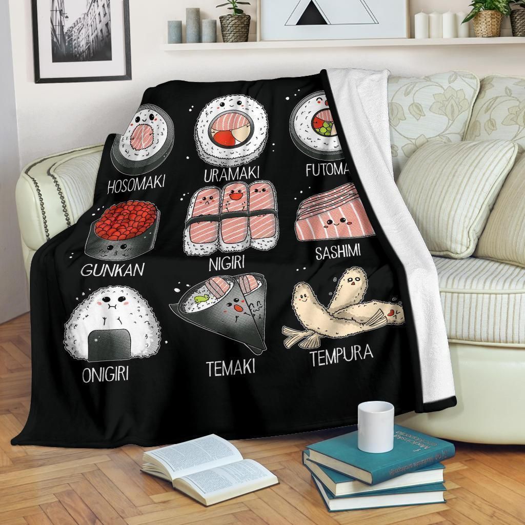 Sushi Names Fleece Blanket Funny For Sushi Lover