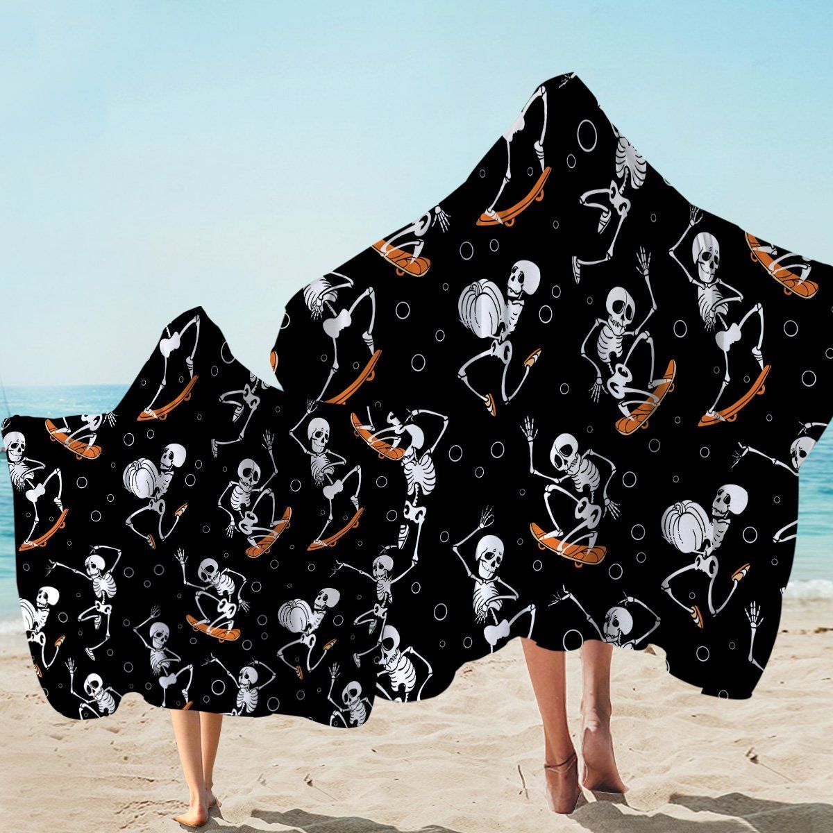 Swagger Skelly Black Printed Hooded Towel