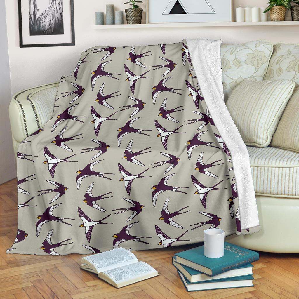 Swallow Bird Pattern Sherpa Fleece Blanket