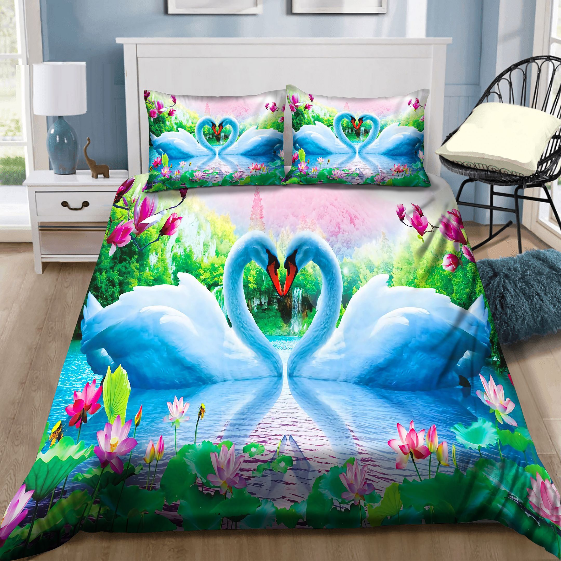 Swan Couple Bedding Set