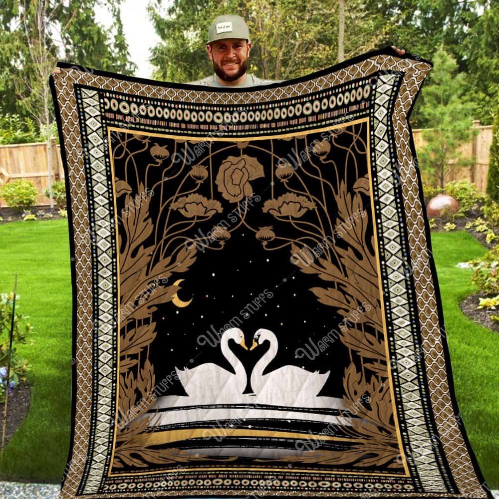 Swan Couple Washable Quilt Blanket P51 Dhc1312222Dd