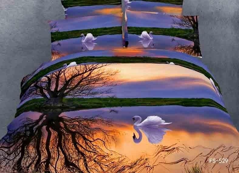 Swan Sunrise Printed Bedding Set