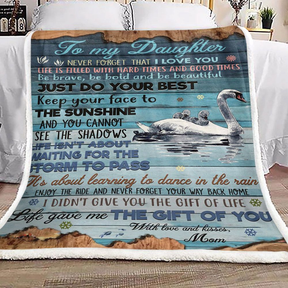 Swan To My Child Kisses Mom Sherpa Fleece Blanket