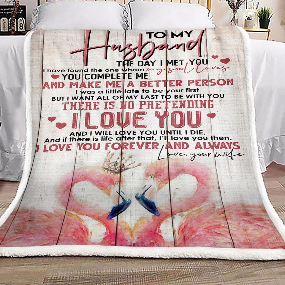 Swan To My Husband Sherpa Fleece Blanket