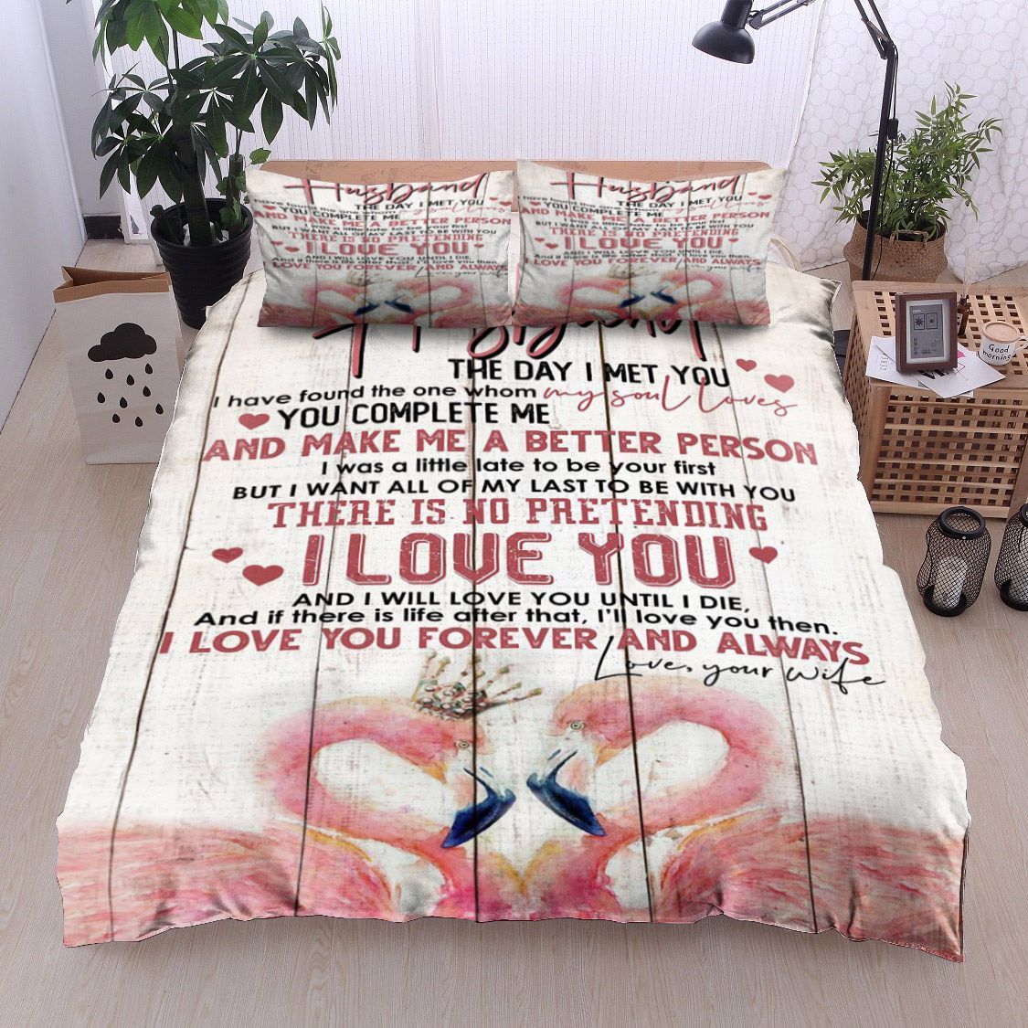 Swan To My Husband Bedding Set
