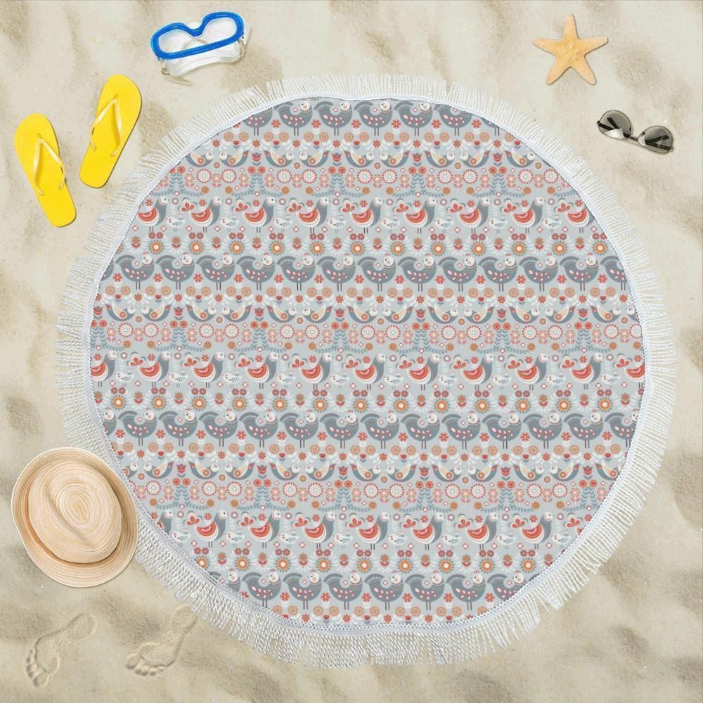 Swedish Nordic Design Printed Round Beach Towel