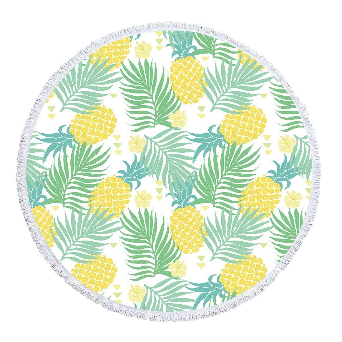 Sweet Aussie Gold Pineapple Printed Round Beach Towel