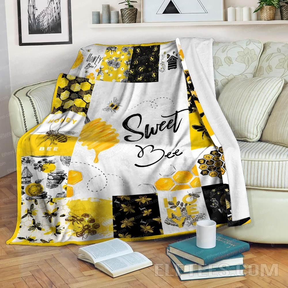 Sweet Bee Honey Sherpa Fleece Blanket