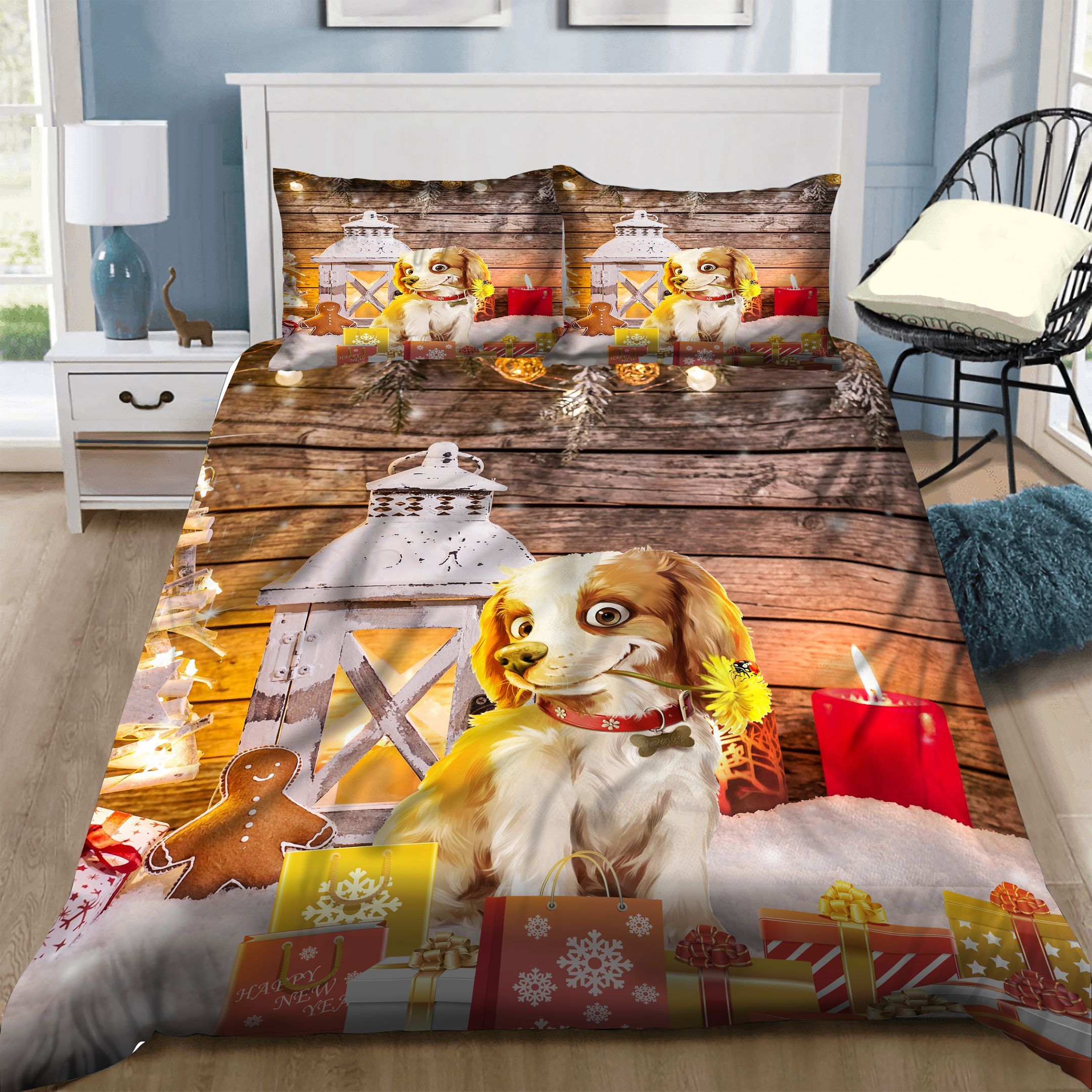 Sweet Christmas Candy Puppy Bedding Set