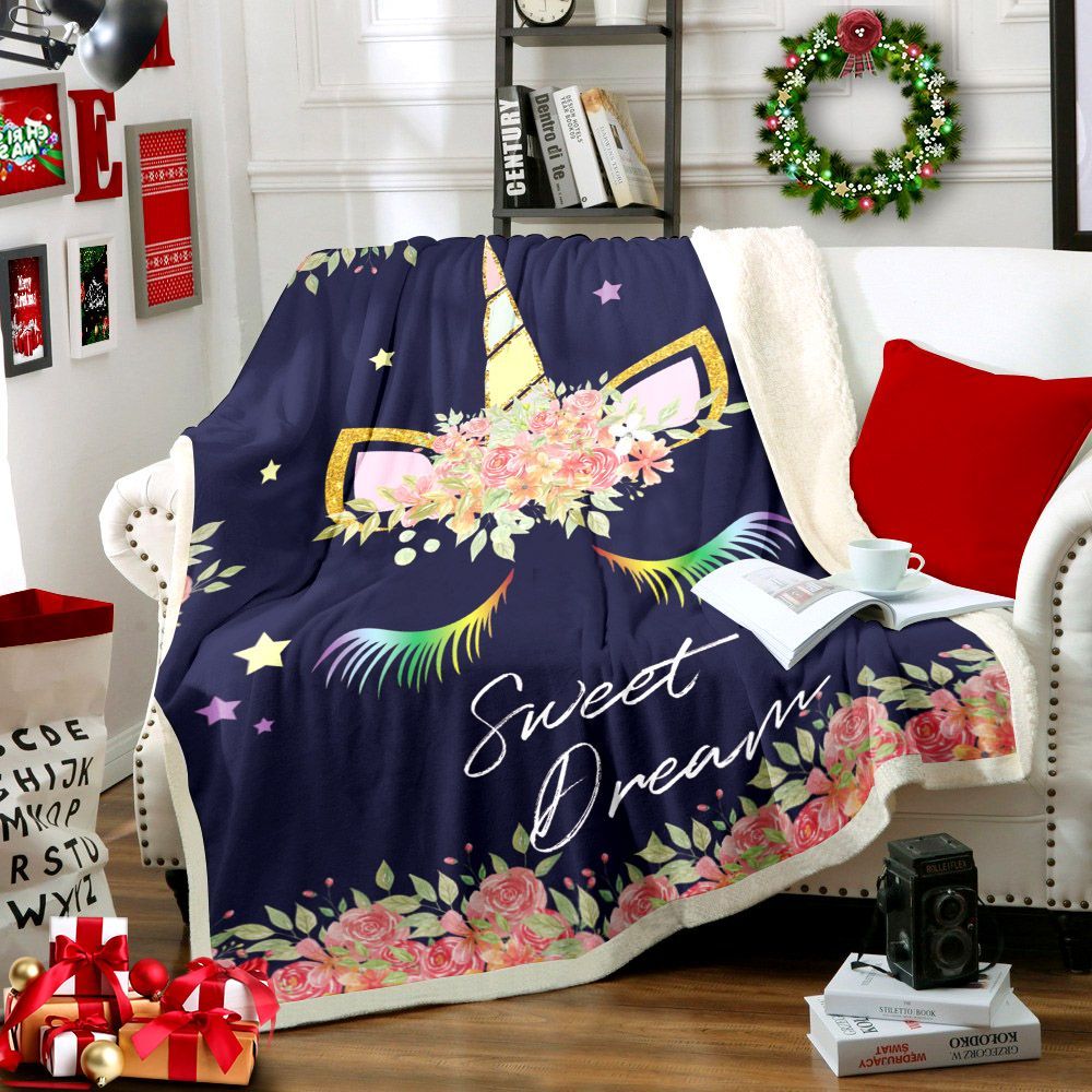 Sweet Dream Unicorn Sherpa Fleece Blanket