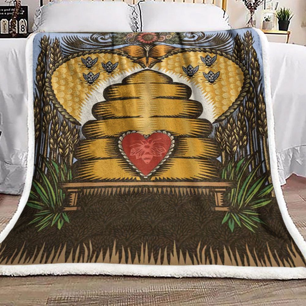 Sweet Home Bee Sherpa Fleece Blanket