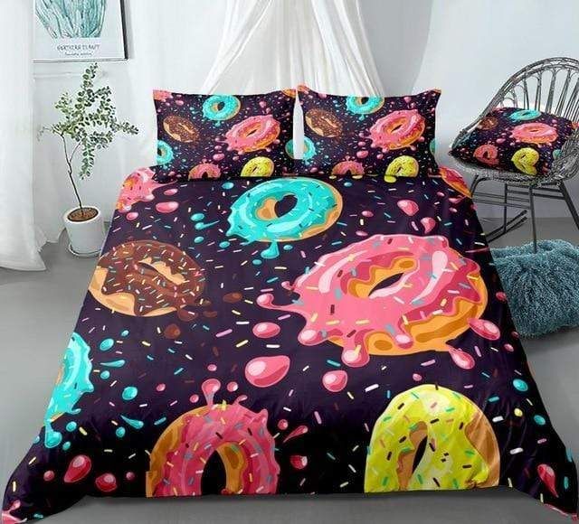 Sweet Pink Chocolate Donuts Bedding Set