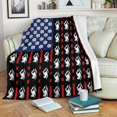 Swimming Flag With Dog Sherpa Fleece Blanket