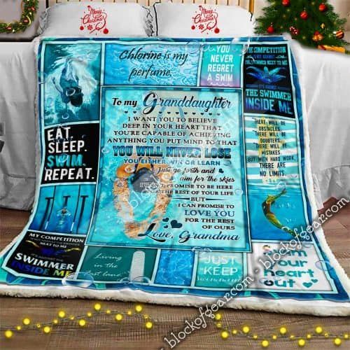 Swimming Granddaughter Love Grandma Sherpa Fleece Blanket