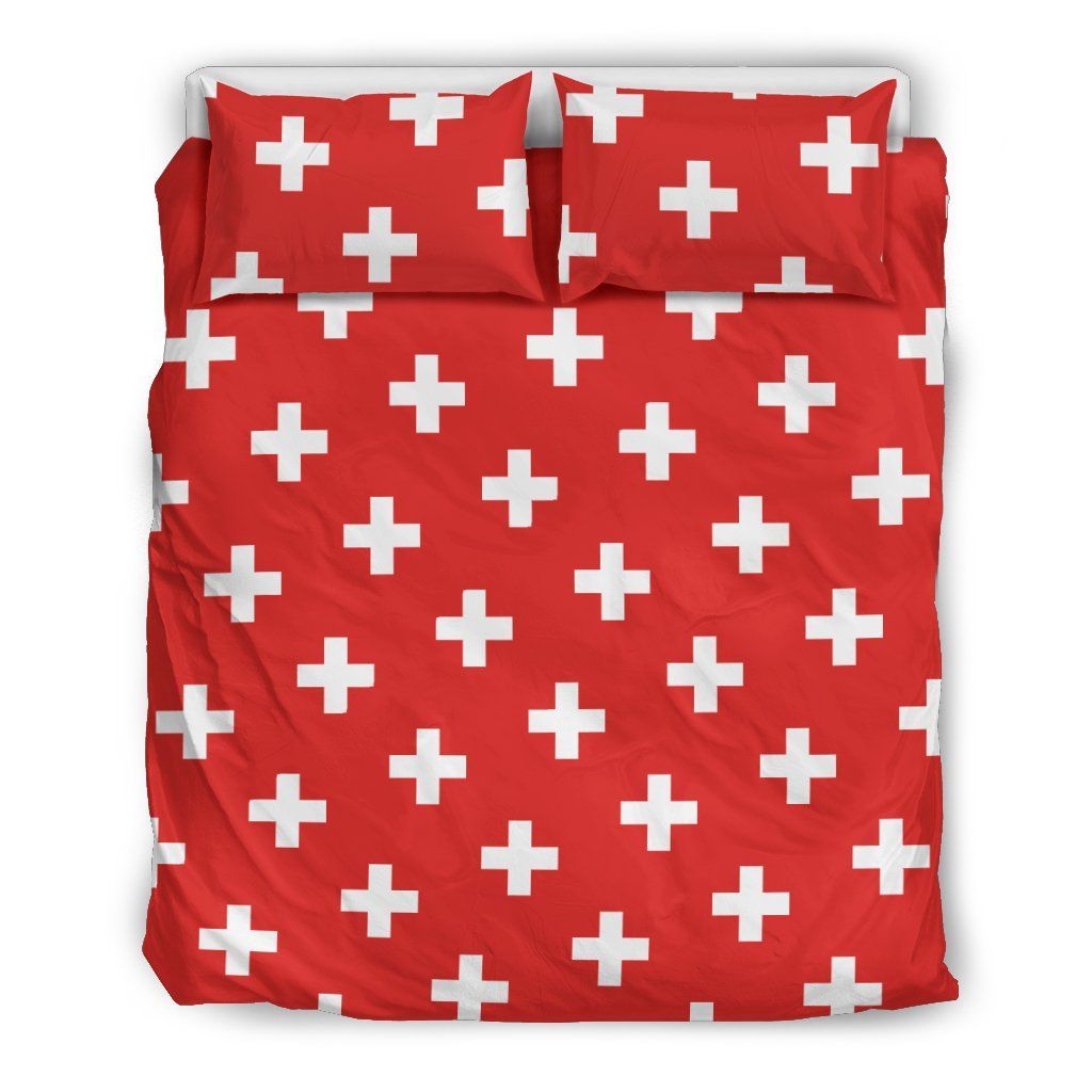 Switzerland Flag Red And White Bedding Set
