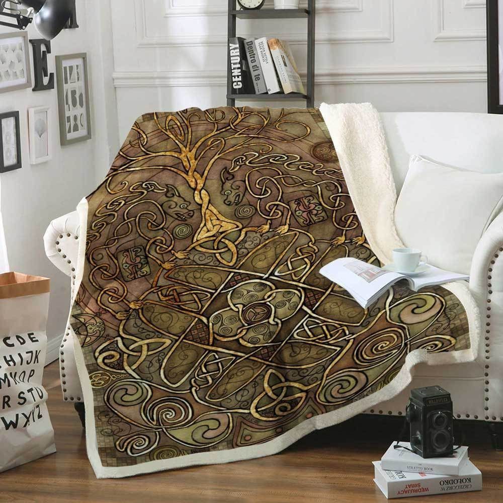 Symbol Viking Tree Sherpa Fleece Blanket