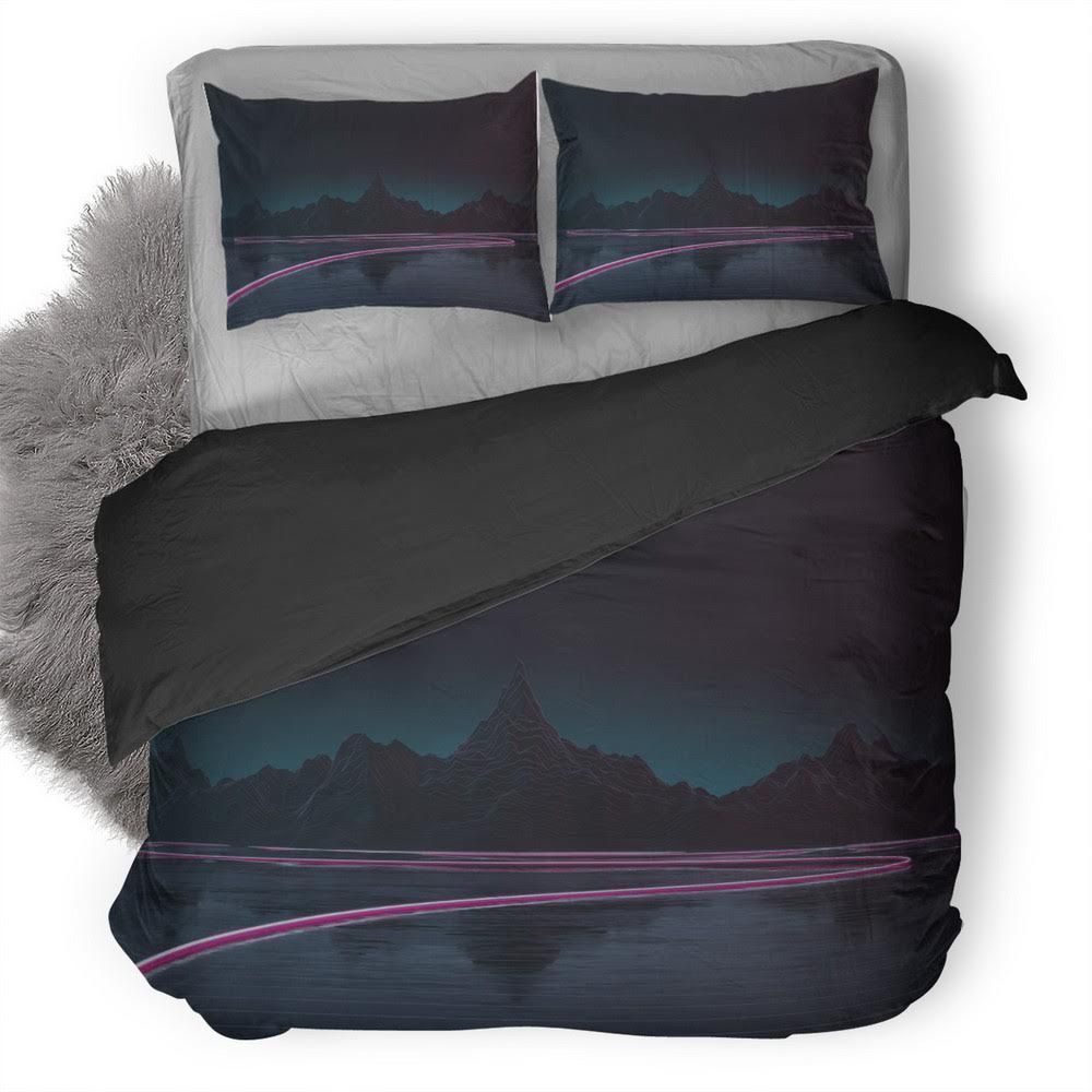 Synthwave Road Night Landscape Bedding Set