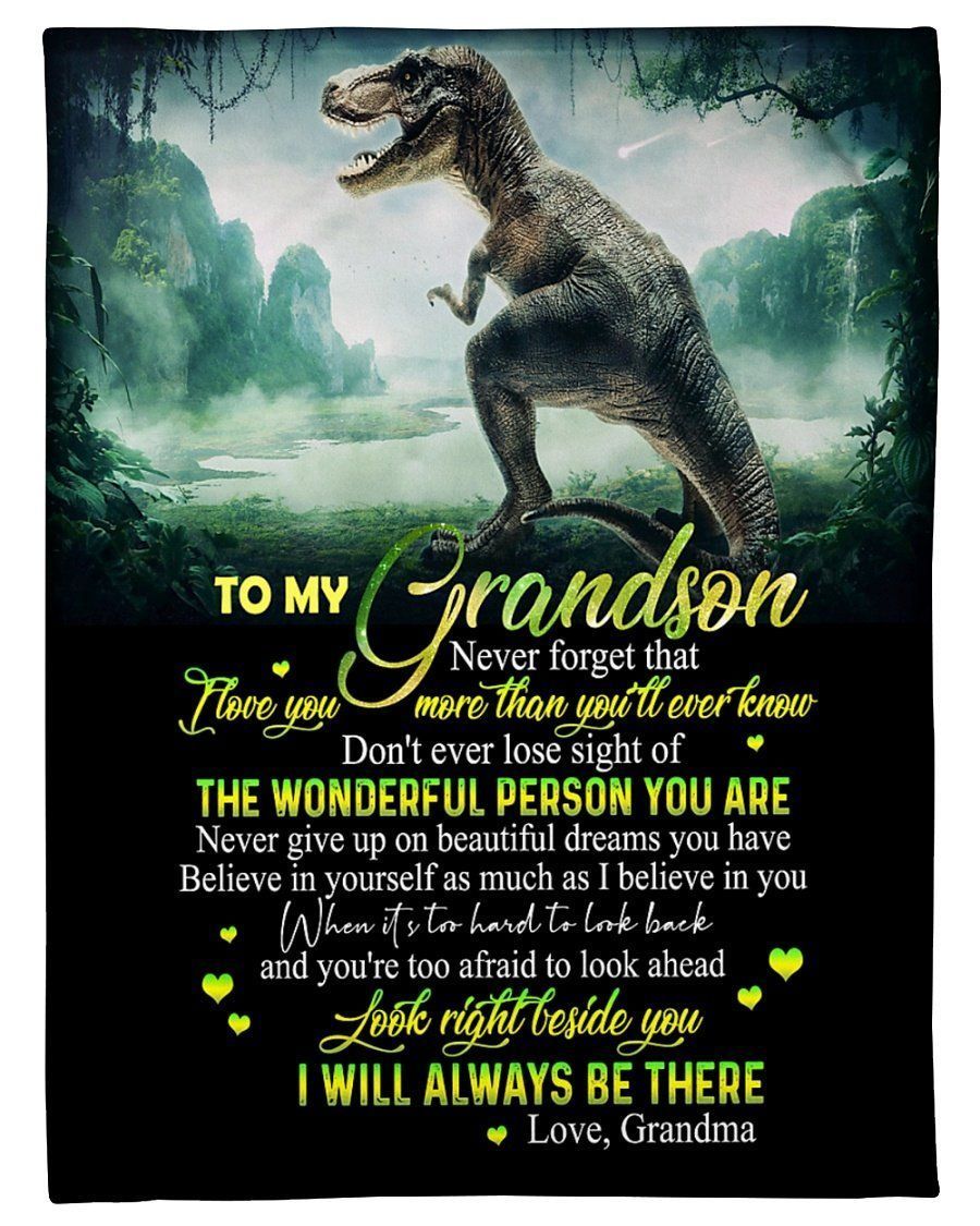 T-rex Grandma To Grandson I Love You Trending For Family Fleece Blanket