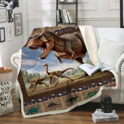 T-Rex Hunting Sherpa Fleece Blanket