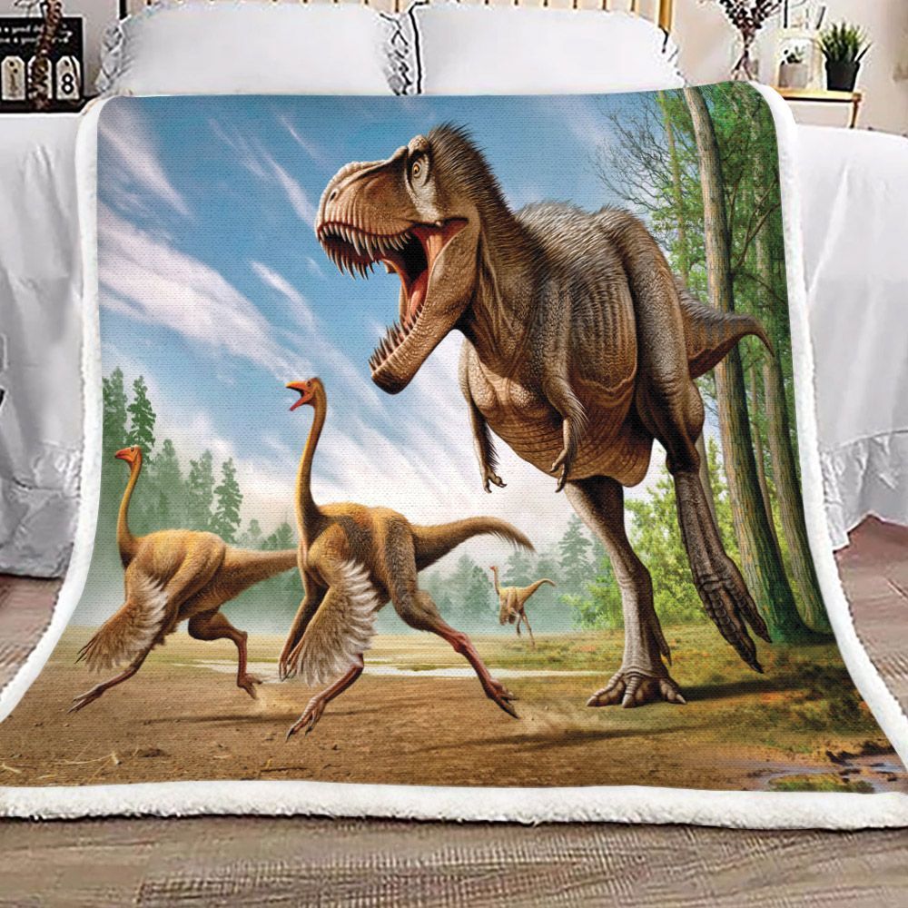 T Rex Hunting Time Sherpa Fleece Blanket