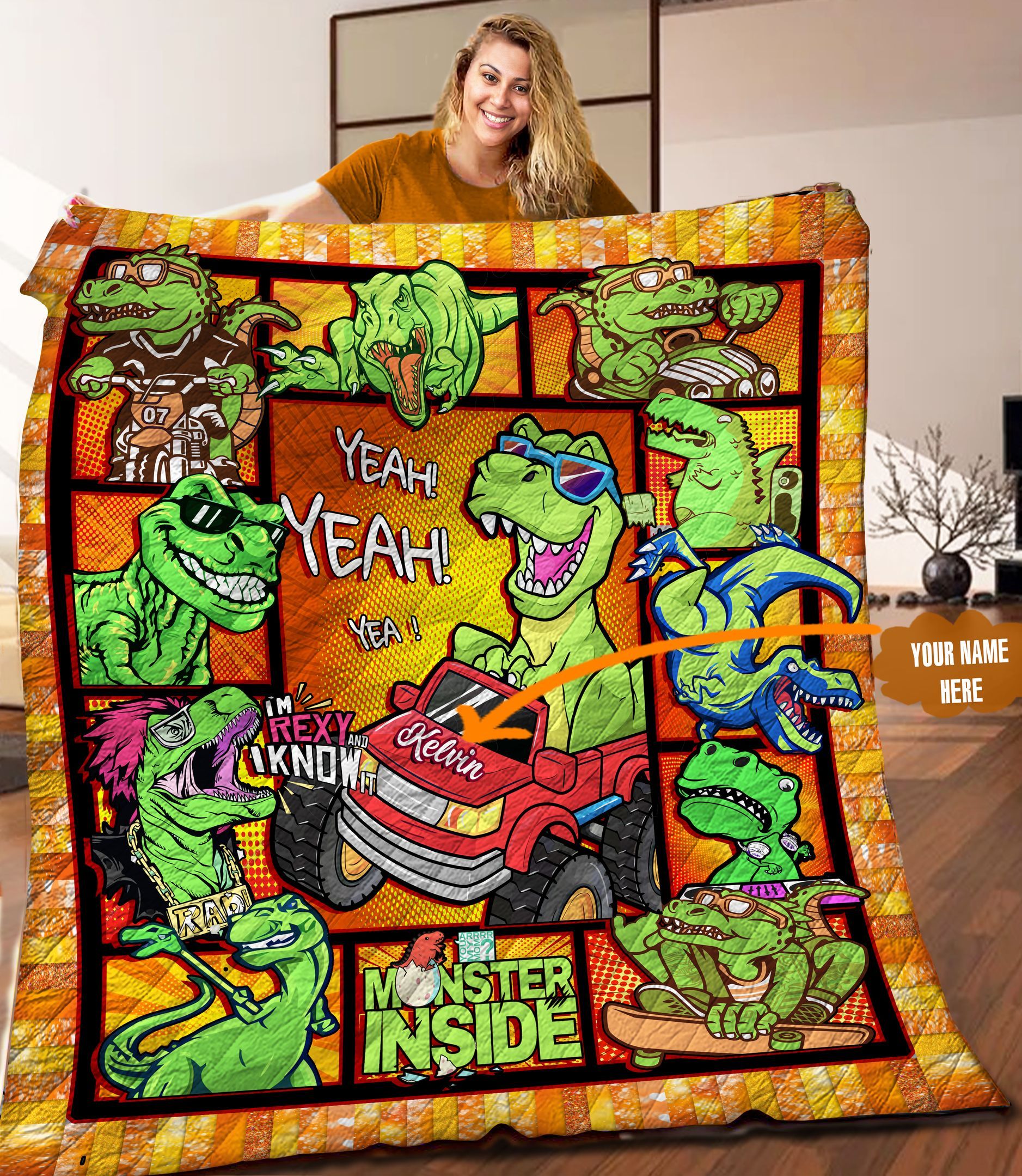 T Rex Personalized Quilt Blanket LML160636HT