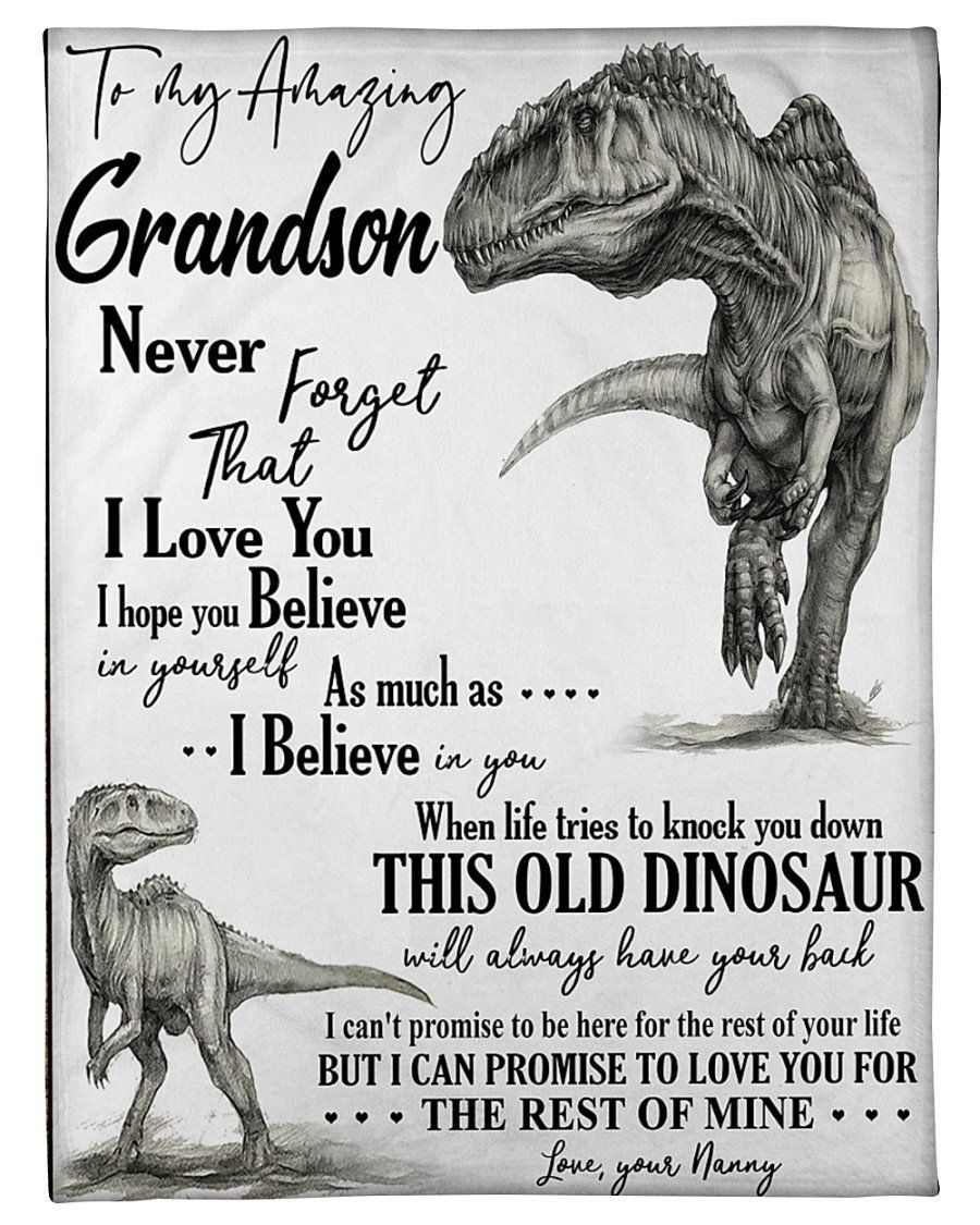 T-rex Saurus Nanny To Grandson Trending For Family Fleece Blanket