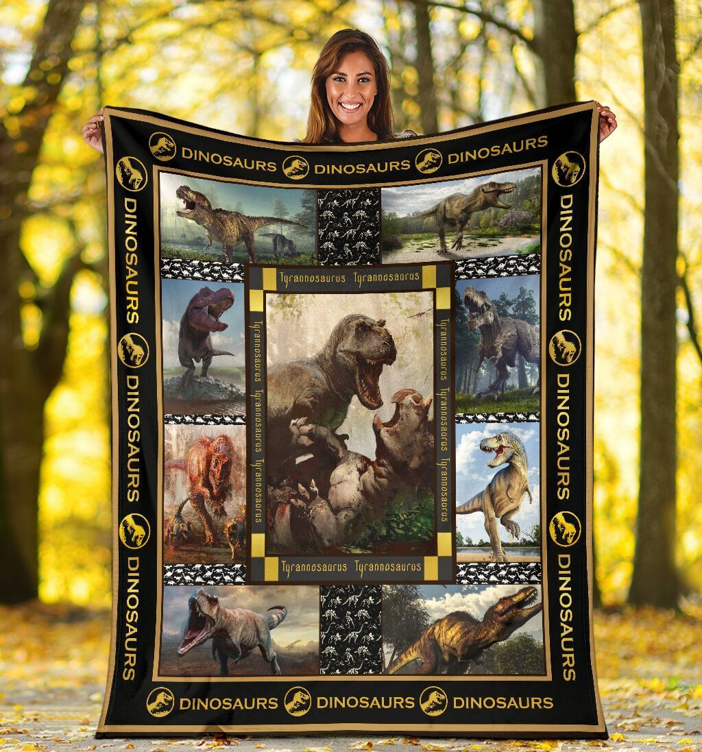 T Rex Tyrannosaurus Dinosaur Dinosaurs Lovers 3 Sherpa Fleece Blanket